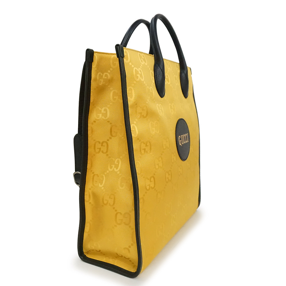 Gucci Beige the Grid Tote Shoulder Handbag GG Leather Yellow Black - Picture 5 of 10